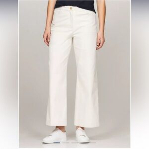 White Tommy Hilfiger Jeans Capris Cargo Wide Legs